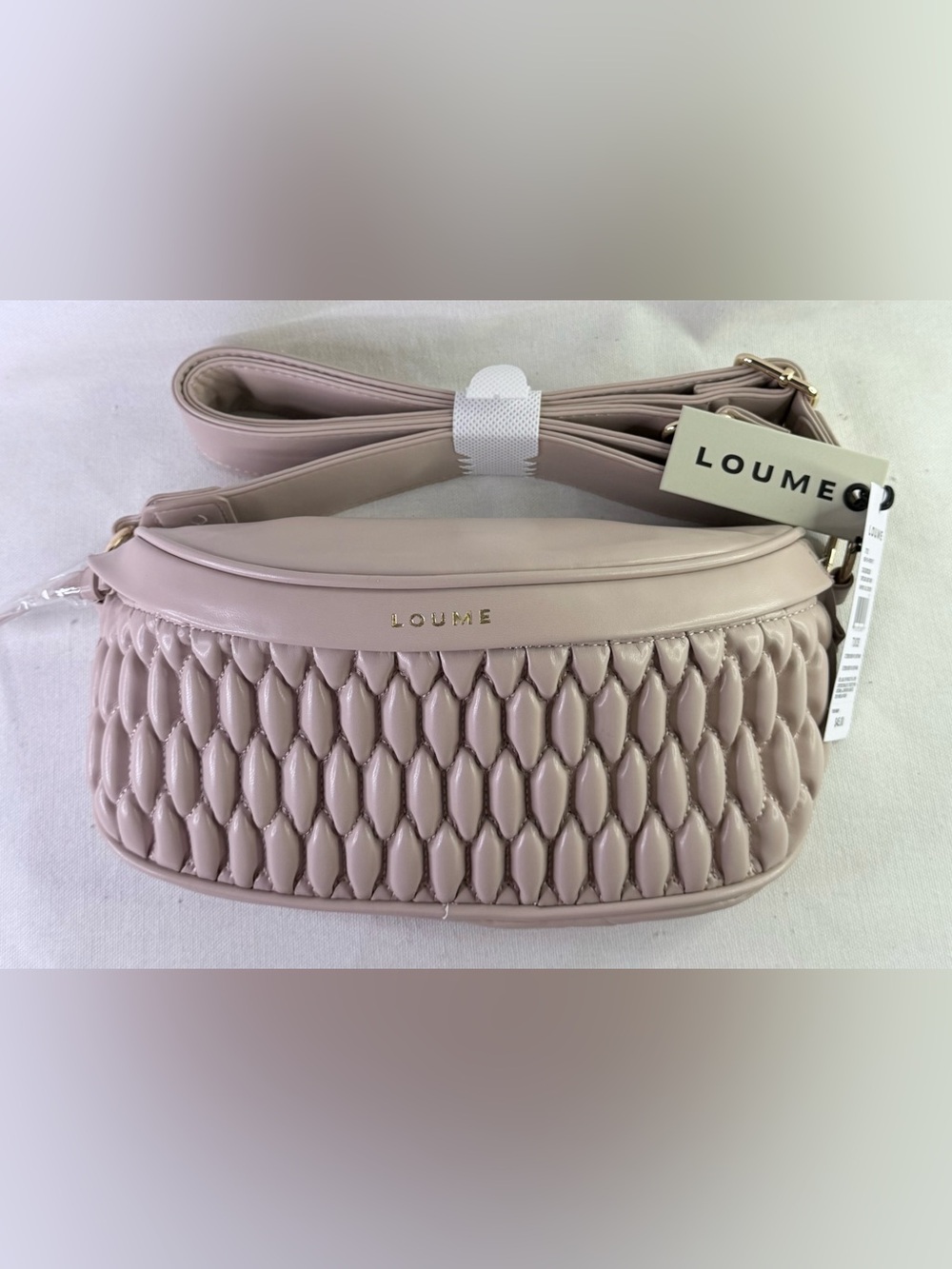 Loume Blush Pink/Tan Quilted Crossbody Bag